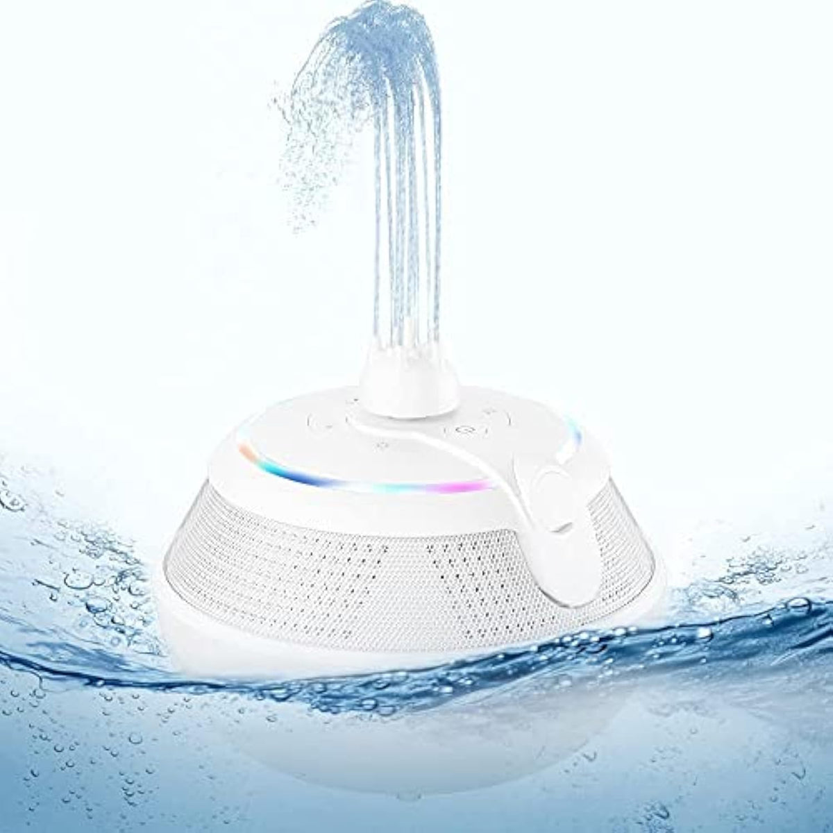Fountain Waterproof Bluetooth Speaker, Wireless Shower Floating Party Outdoor Pool Speakers With Lights Deep Bass For Hot Tub Water (White)