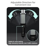 Retractable Car Charger Usb C,145W Type C Car Charger Fast Charging With Dual Retractable Usb C Cable And Usb Ports, Compatible With Iphone 16/15,S25/24/23/22, Pixel 9/8/7