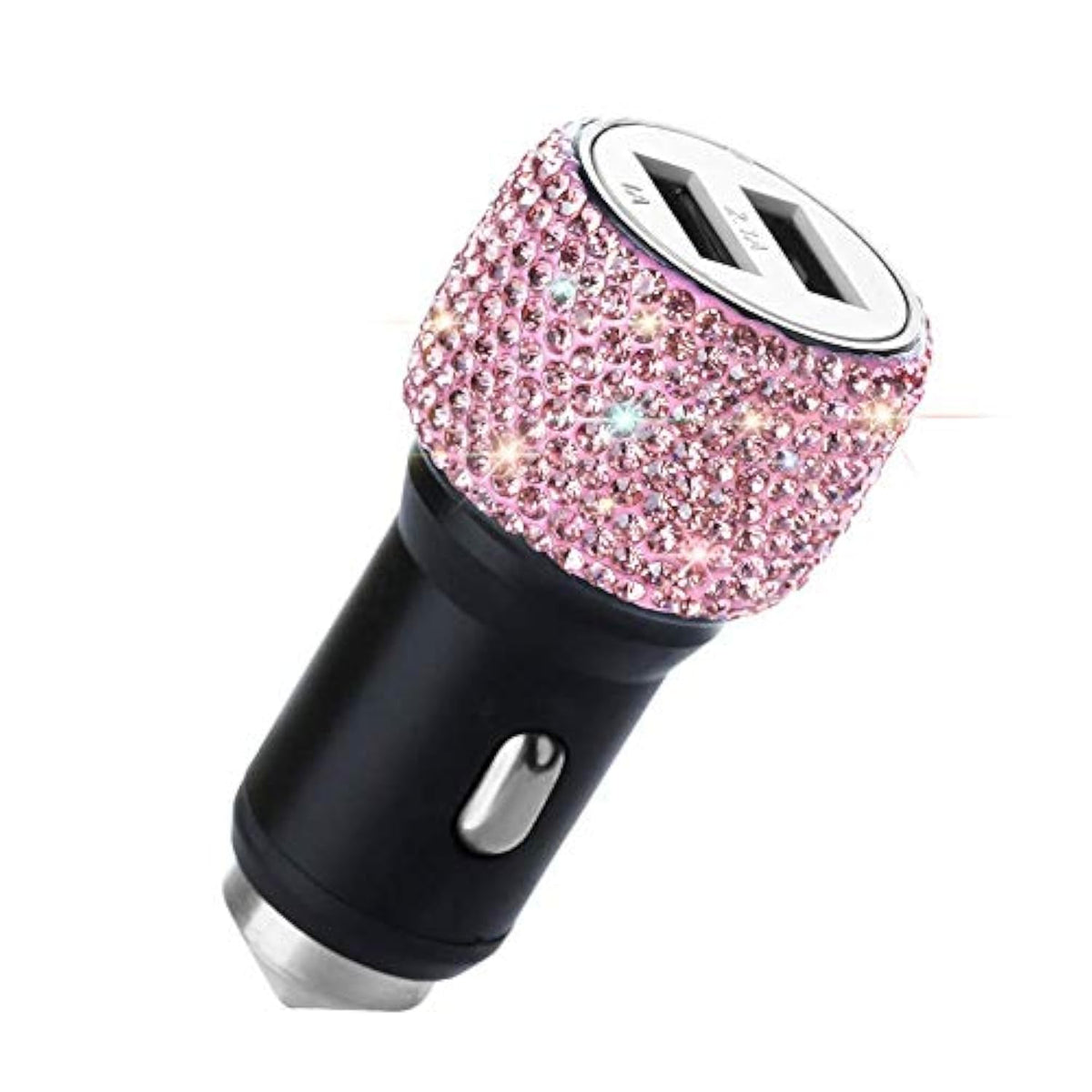 Dual Usb Car Charger, Car Adapter Bling Bling Rhinestones Crystal Car Decorations For Fast Charging Car Decors For Iphone Xs Max X Plus, Ipad Pro/Mini, Samsung