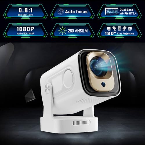 Auto Focus Mini Projector With Native 1080P Support, Portable Projector With Wifi And Bluetooth, Outdoor Projector Built In Apps, Smart Projector 260 Ansi, Hy310 Pro/Hy260 Pro Movie Projector