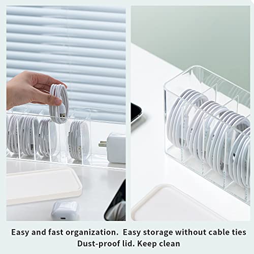 Charger Cable Cord Storage Organizer Box - 1 Pack With Lid - Easy Storage Without Cable Ties