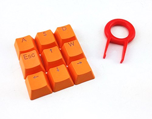 9 Orange Pbt Keys Backlit Translucent Keycaps For Mechanical Keyboard With Red Key Puller