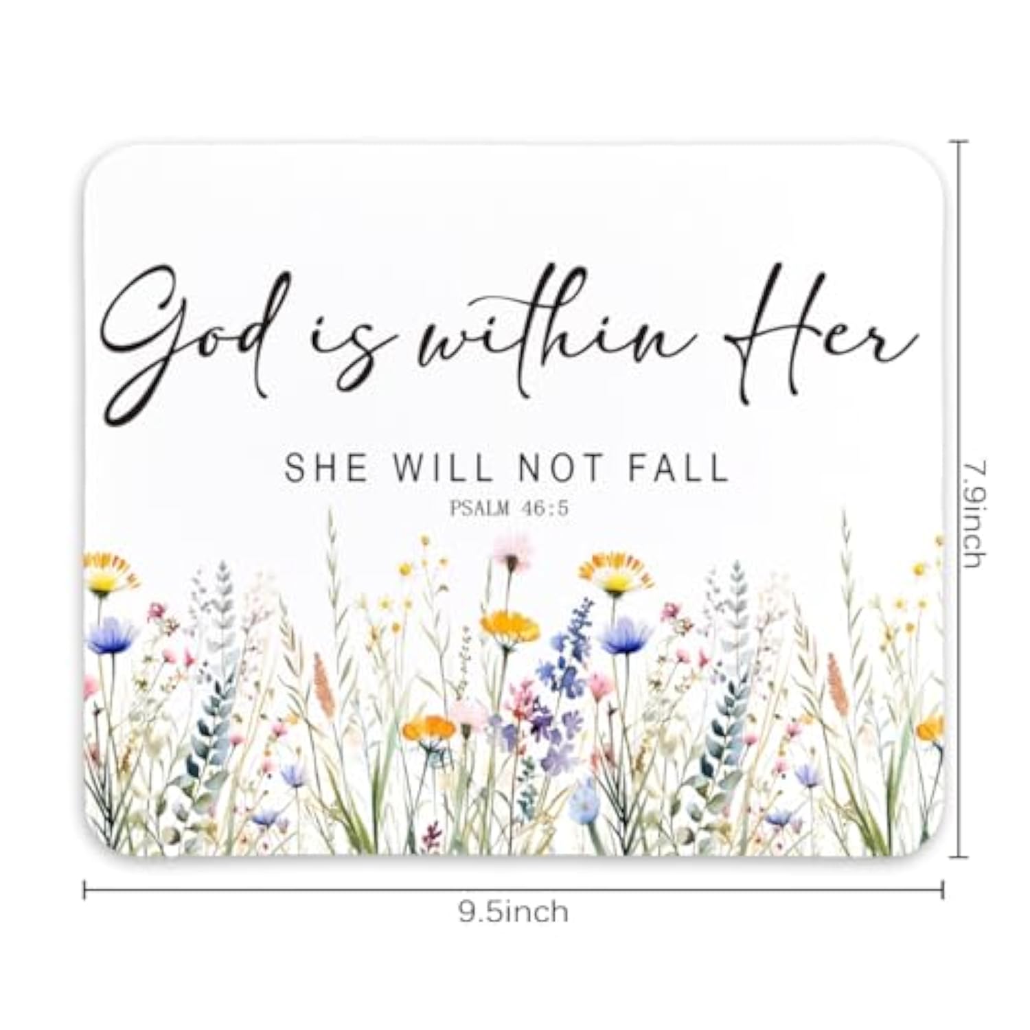 Inspirational Christian Floral Mouse Pad,Christian Gifts For Women,God Is Within Her She Will Not Fall,Non-Slip Rubber Base Mousepads For Home Office Dorm Desk Decor,9.5X7.9 Inches