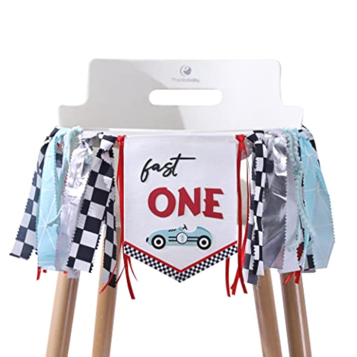 Fast One High Chair Banner: Vintage Race Car 1st Birthday Decor