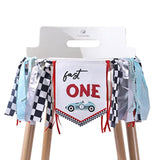 Fast One High Chair Banner: Vintage Race Car 1st Birthday Decor
