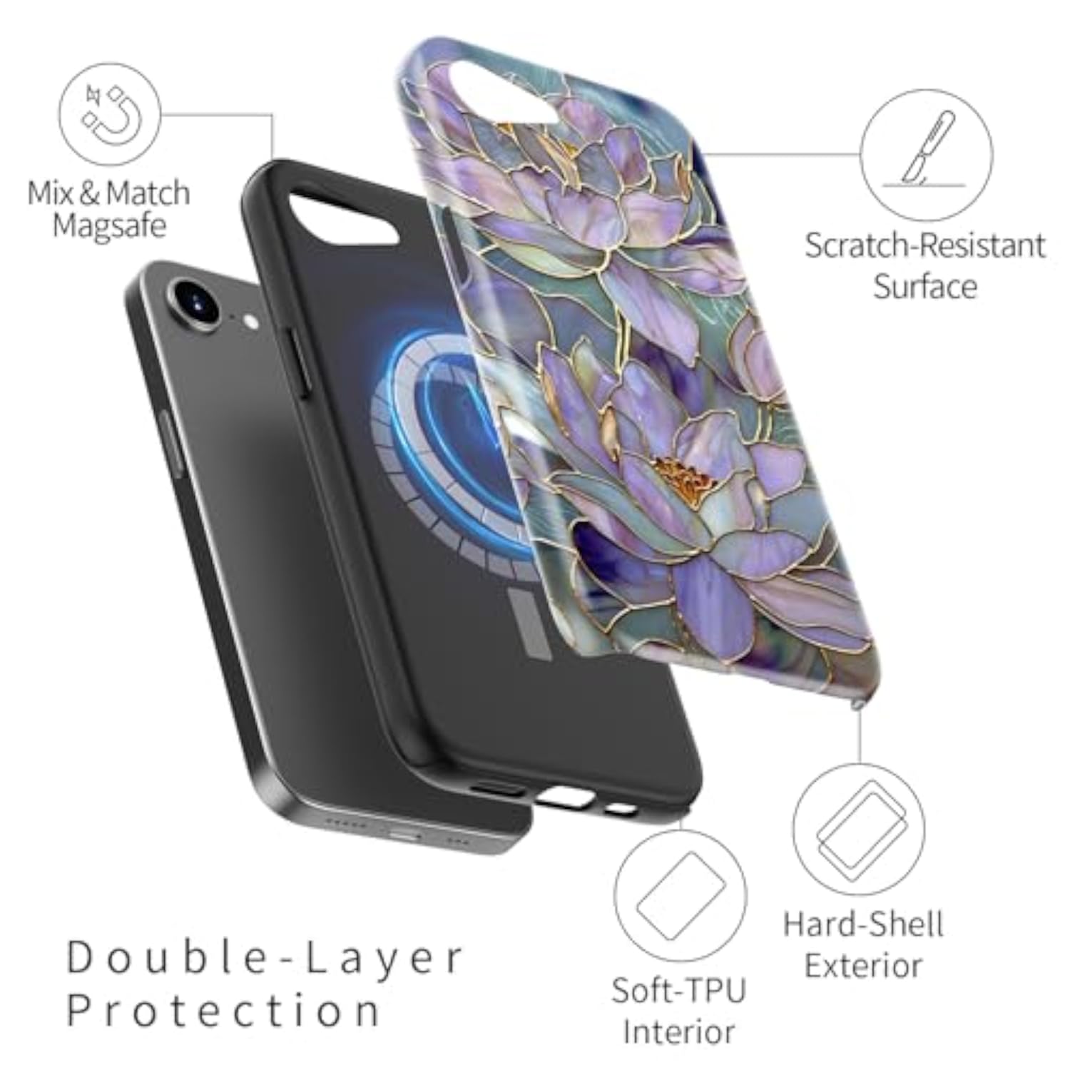 Cute Wildflower Wireless Charging Case for iPhone 16e