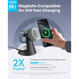 Anker MagSafe Charger Compatible, MagGo 3-in-1 Charging Station, Qi2 Certified 15W Magnetic Wireless Charger Dock Stand, For iPhone16/15/14/13/12 Series, Apple Watch,AirPods,and More(Adapter Included)