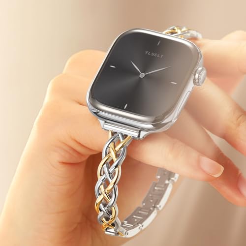 Slim Bracelet Compatible with  Watch Bands 38/40/41/42/44/45/46/49mm for Women, Celtic Thin Dressy Stainless Steel Metal Designer Fancy Strap