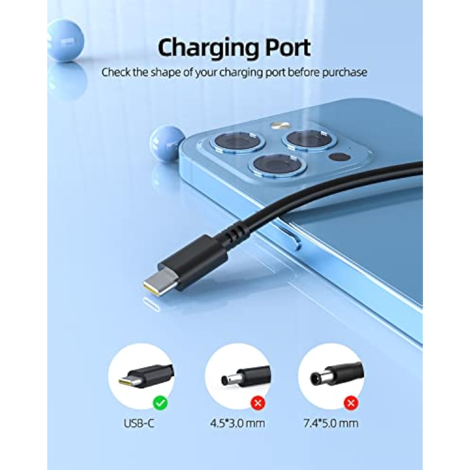 65W 45W Type C Ac Charger Fit For Dell Inspiron 7620 5320 7420 7425 2-In-1 P16