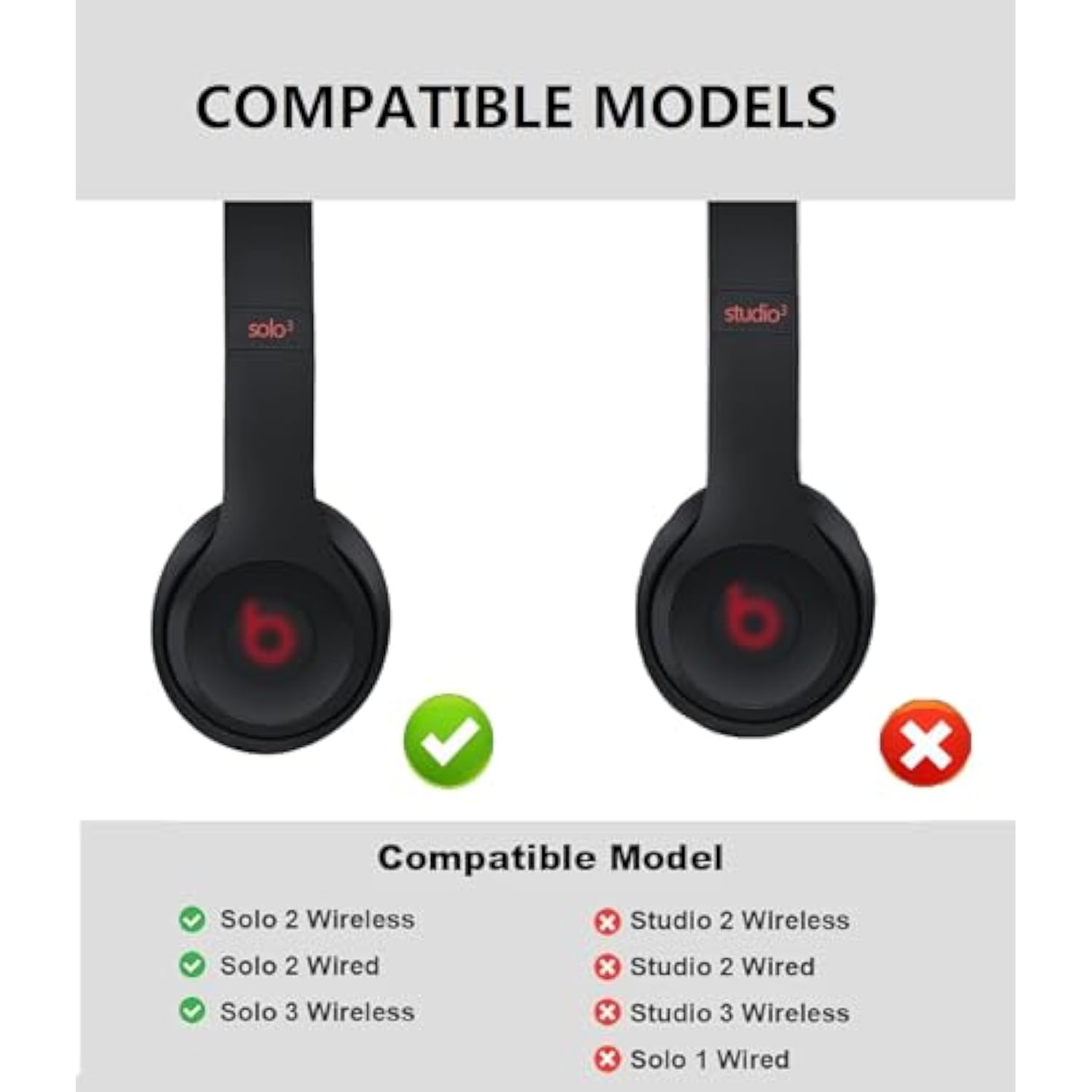 Solo 3 Replacement Ear Pads,Ear Cushion Compatible With Beats Solo 2/Solo3 Wireless (Model B0534/A1796) Headphones (A)