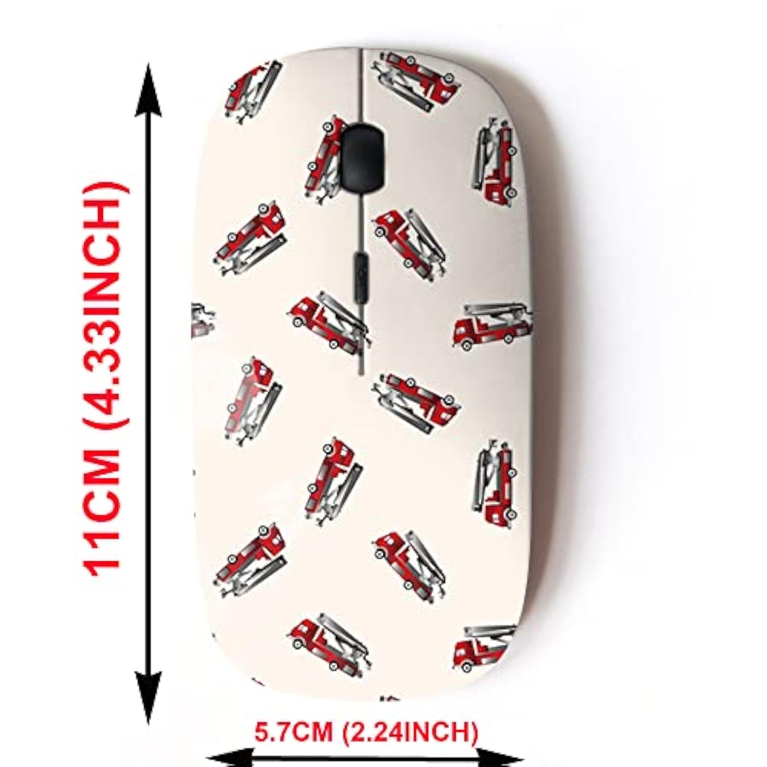 2.4G Wireless Mouse With Cute Pattern Design For All Laptops And Desktops With Nano Receiver - Transportation Theme Firetruck Cartoon