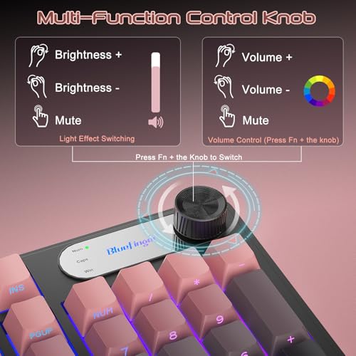 Rgb Gaming Keyboard, 98 Keys Usb Wired Keyboard With Rainbow Backlit, Volume Knob & Screen, Quiet Typing, Side-Printed Pbt Keycaps For Pc/Mac