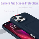 Compatible With Iphone 16 Pro Max Case Tpu Card Holder Wallet Cover,Camera Protection + Screen Protector Soft Card Slot Phone Case -Blue