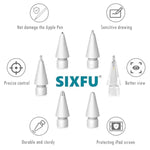 Replacement Pencil Tips For Apple Pencil, Multiple Durable Ipencil Tip Nibs Accessories For Ipad Pro/Apple Pencil Pro/Usb-C/ 1St Gen/ 2Nd Generation (6 Pcs)