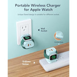 Charger For Apple Watch, Wireless Magnetic Portable Iwatch Charger Stand, Pd 20W 3-In-1 Travel Fast Charging Block For Iwatch Ultra/Se/10/9/8/7/6/5/4/3/, Iphone 16/15/14/13,Android-Green