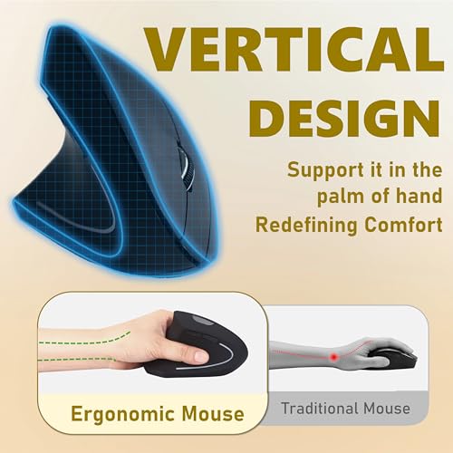 Left Handed Mouse, Vertical Left Handed Ergonomic Wireless Mouse, Ideal For Lefty Users, Gaming & Office Use, Compatible With Windows/Macos/Ipados. Black