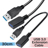 SaiTech IT 6 Pack Short Length 1 Feet USB 3.0 Extension Cable, USB 3.0 A Male to Female Extender Cable Bulk USB Extension Cable - Black