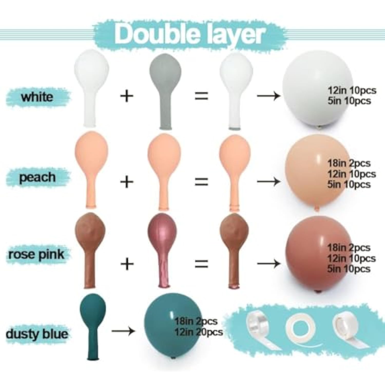 Dusty Pink & Peach Balloon Arch Kit: Double Stuffed Latex Balloons