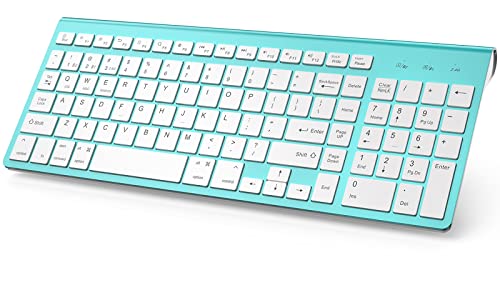 J Wireless Keyboard, 2.4G Slim And Compact Wireless Keyboard With Numeric Keypad For Laptop, Macbook Air, Apple, Computer, Pc-Sliver&White