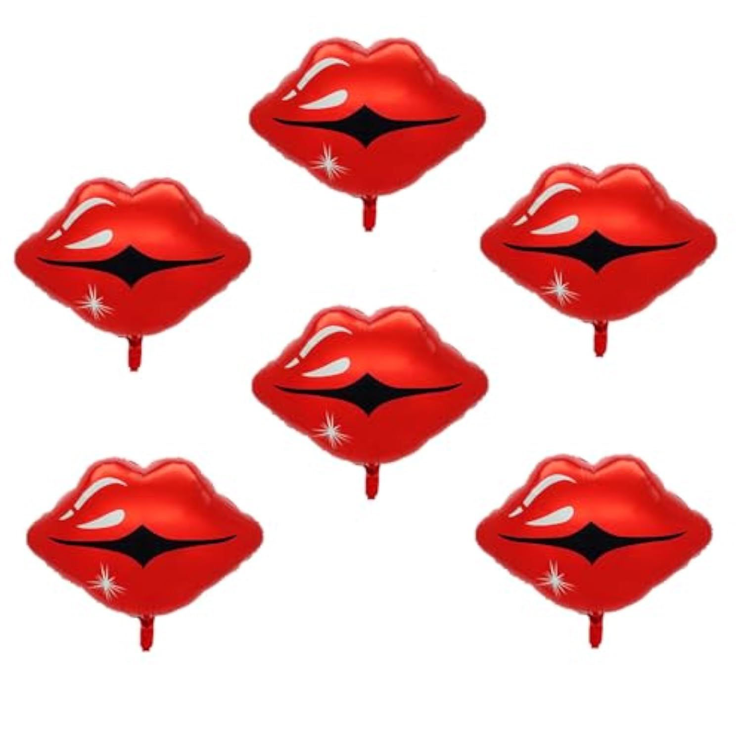Red Lip Balloons 6 Pcs Huge Kiss Foil Balloons Valentine's Day Makeup Party Decor