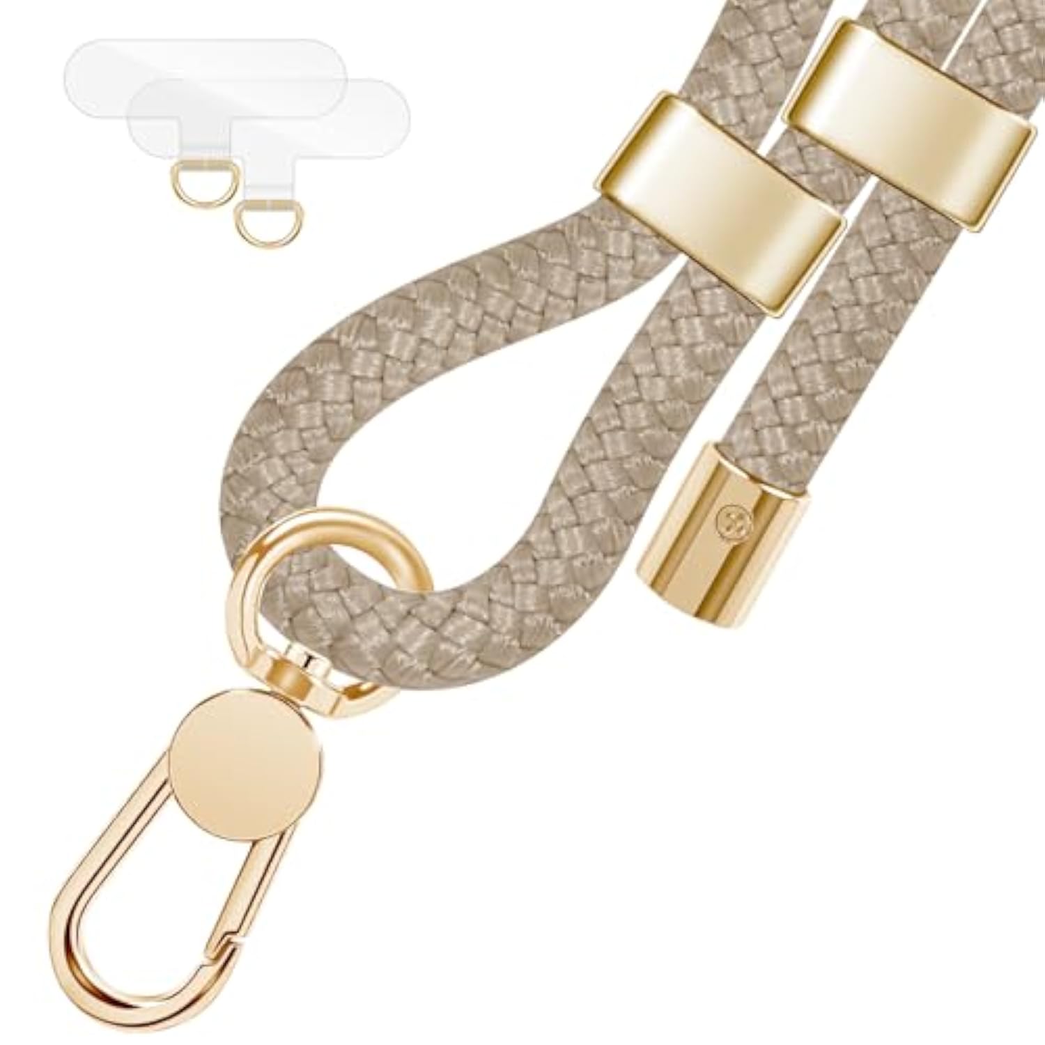 Cell Phone Lanyard,Crossbody Lanyard And Wrist Strap Premium Metal Buckle Phone Charms With 2 X Phone Patch Compatible With All Smartphone(Khaki)