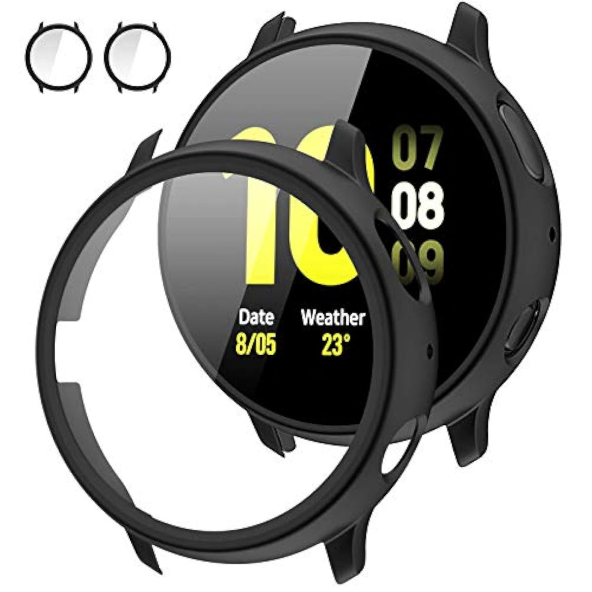[2Pack] Compatible With Samsung Galaxy Watch Active 2 Screen Protector Case 44Mm, Bumper Full Around Cover For Samsung Galaxy Watch Active 2 44 (Matte Black, 44Mm)