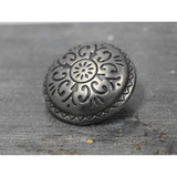12 Pieces Southwestern Style Flower Pattern Domed Metal Shank Buttons.