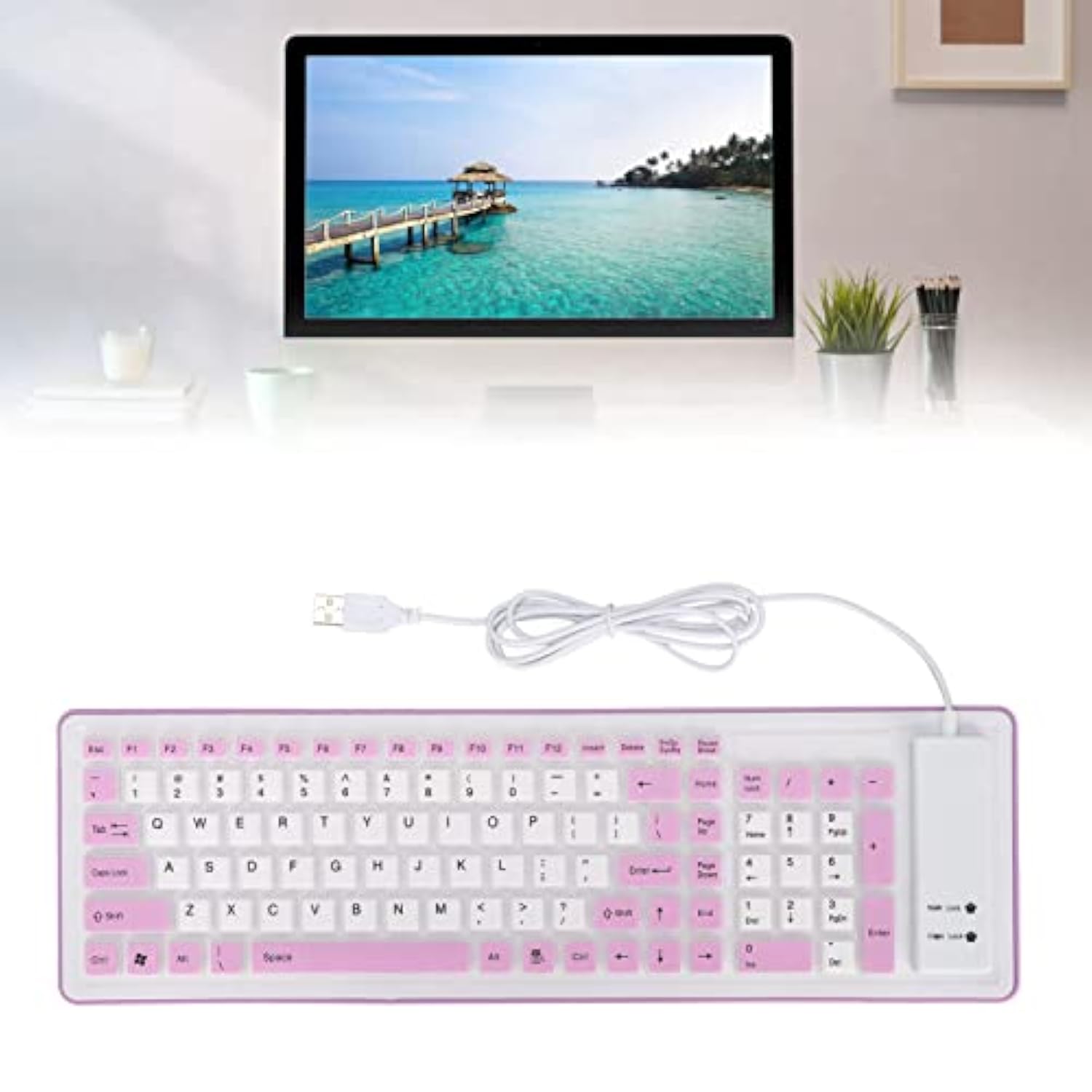 Roll Up Keyboard, Foldable Silicone Keyboard 103 Keys Usb Wired Waterproof Mut