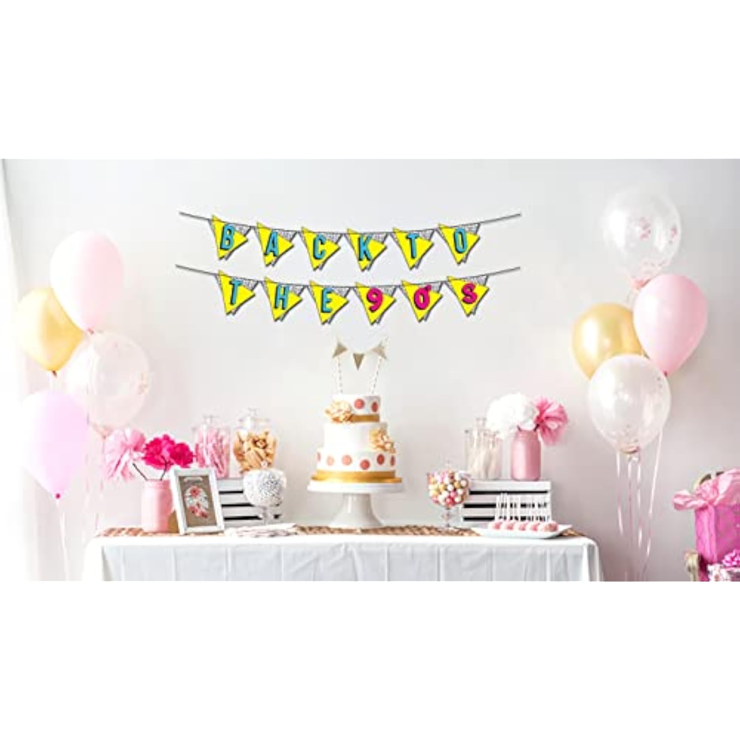 Back To The 90S Neon Banner - Funny Throwback 90'S And 80'S Theme Party Decoration, Favors & Supplies