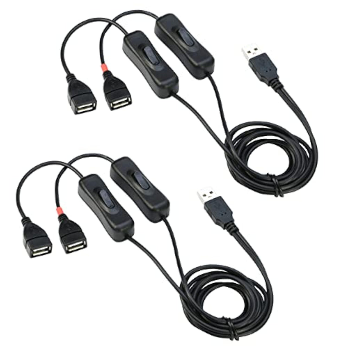 USB Splitter with ON/Off Switch [3.3FT], RIITOP USB 2.0 Extension Male to Fema