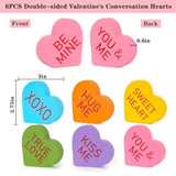 Valentines Day Decor - 6Pcs Double-Sided Wooden Valentine'S Conversation Hearts For Tiered Tray Shelf Mantel Decor - Freestanding Xoxo Kiss Me Valentines Day Decorations