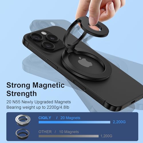 Magnetic Phone Ring Holder for MagSafe Gym Phone Grip Stand Finger Ring Kickstand Dual-Sided Magnetic Stand for iPhone 17 16 Pro Max 16e 15 14 13 12