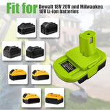 Dm18Rl Battery Adapter For Dewalt 20V& For Milwaukee18V Battery, Converter To For Ryobi 18V Lithium Battery For Ryobi 18V Power Tools, With 5V 2.1A Max Usb Charge