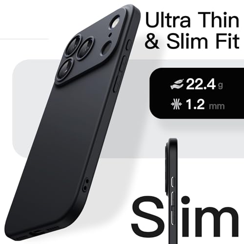 Slim Case For Iphone 17 Pro 6.3-Inch, Ultra-Thin Lightweight Minimalist Phone Cover With Camera Lens Protection, Matte Anti-Fingerprint Finish (Black)