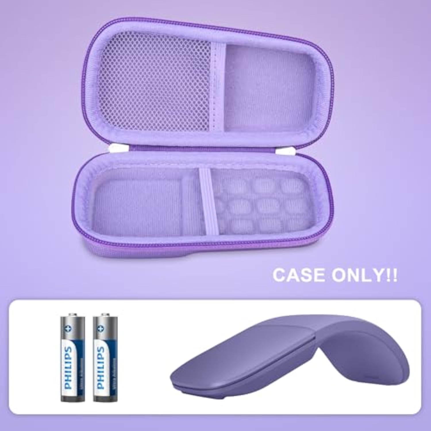 Protective Carrying Case Replacement For Microsoft Arc Touch Wireless Mouse Hard Eva Shockproof Travel Storage Pouch Cover Bag, Lilac