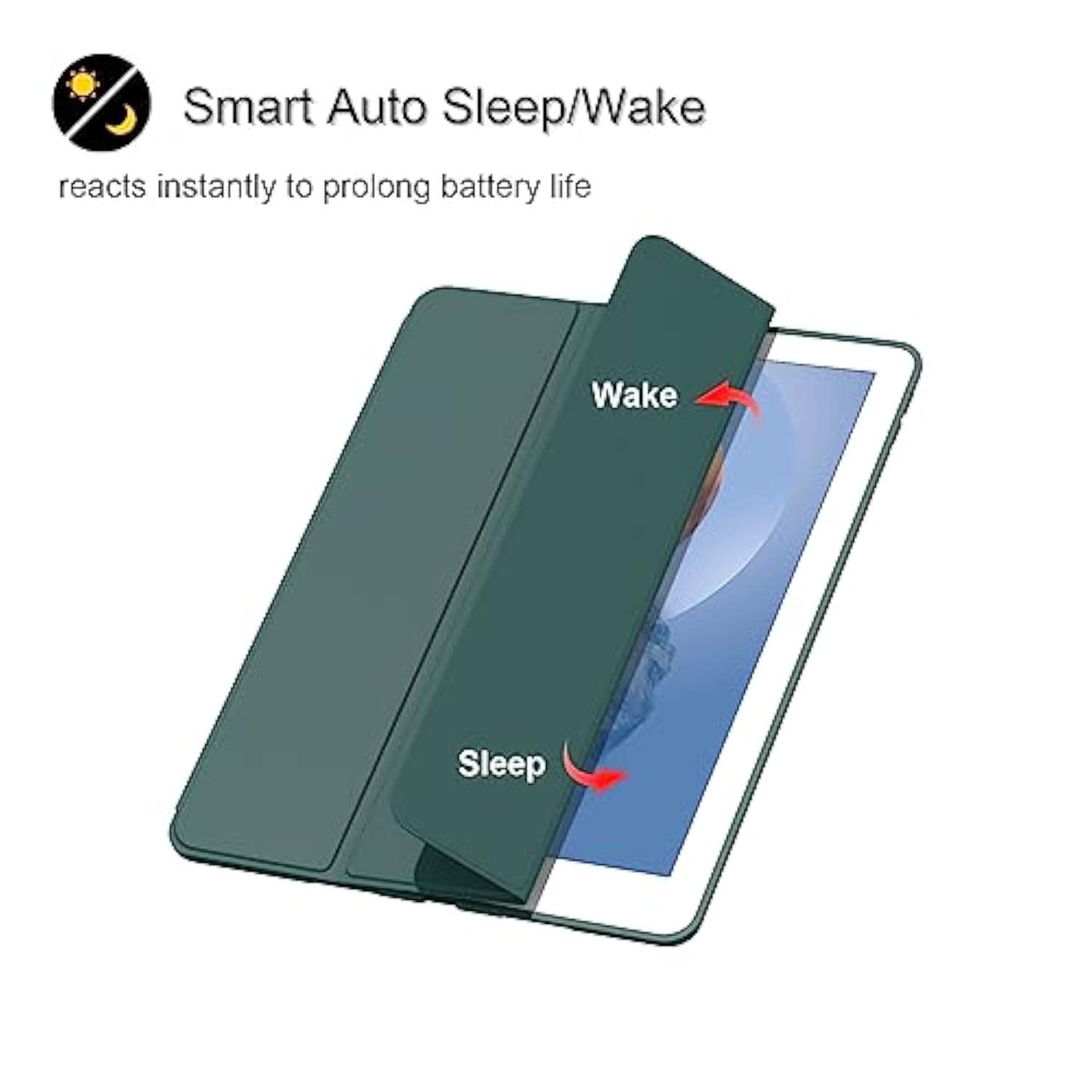 Case For 10.2 2021/2020/2019, Smart Lightweight Trifold Stand Cover, Auto Sleep/Wake Soft Tpu Pencil Holder Case For 10.2 Inch 9Th/8Th/7Th Generation - Dark Green