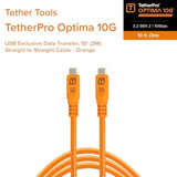 TetherPro Optima 10Gbps Gen 2 USB-C, 10' (3m), Straight to Straight, High-Visibility Orange