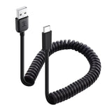 Cable Matters USB to USB C Coiled Cable with 3A/15W Fast Charging 1-4ft, Support Apple CarPlay, Android Auto, Coiled USB-A to USB-C Cable, for iPhone 16/15 Pro Max Plus, Galaxy S23, iPad