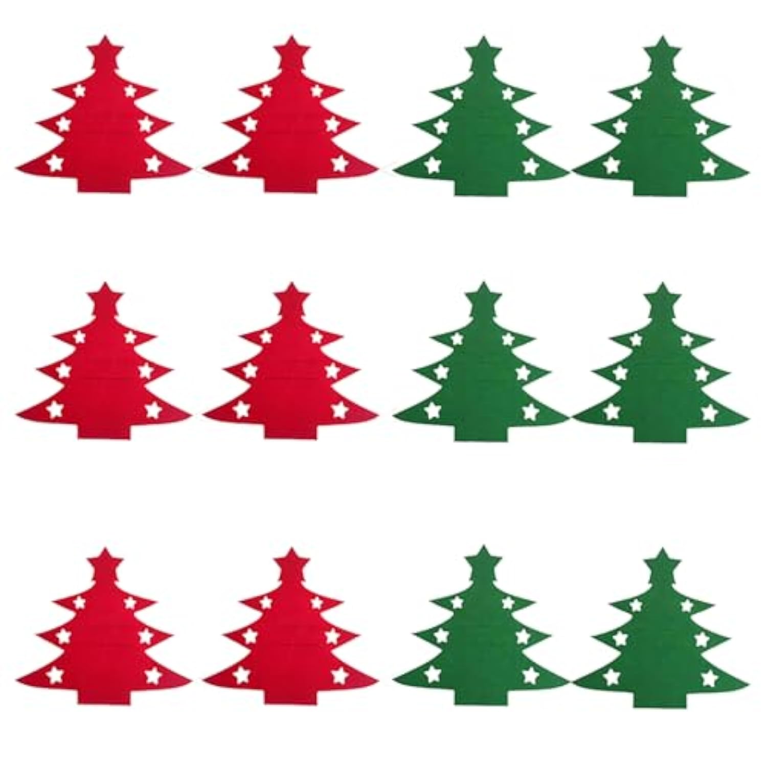 Festive Christmas Tree Cutlery Set Advent Calendar 2025-12Pcs Christmas Table Decor,6 Red 6 Green Xmas Tree Tableware Holder- Party Christmas Utensil Holder