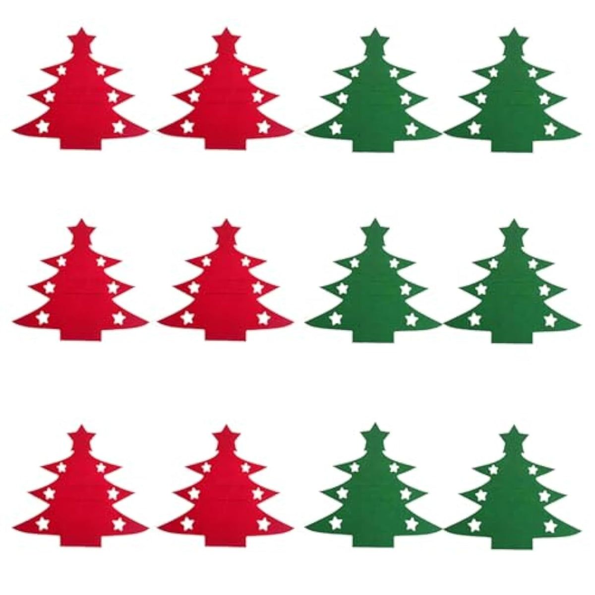 Festive Christmas Tree Cutlery Set Advent Calendar 2025-12Pcs Christmas Table Decor,6 Red 6 Green Xmas Tree Tableware Holder- Party Christmas Utensil Holder