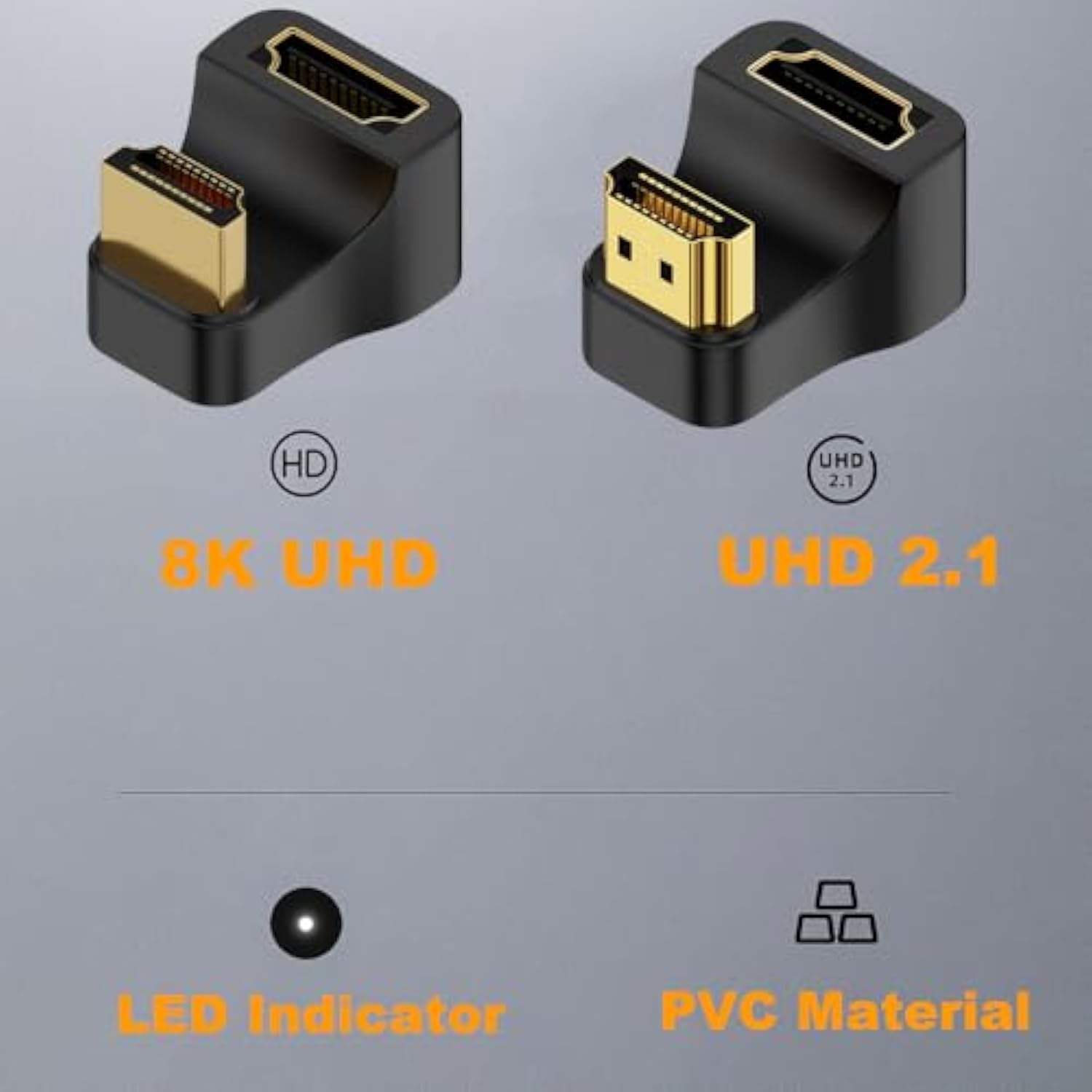 2 Pack Uhd Hdmi 8K Extension Adapter, U Shape 3D 48Gbps Hdmi 2.1 Extender, 180