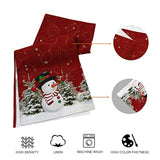 Winter Christmas Table Runner And Place Mats Set Of 7 Snowman Pine For Holiday Linen Dining Mat Sets Washable Red Home Decor 70 Inches Long