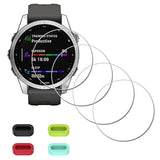 [4 Pack] Screen Protector For Garmin Fenix 7S Solar / 7S / 7S Sapphire Solar Watch + Silicone Anti-Dust Plugs Tempered Glass Anti-Scratch Bubble-Free