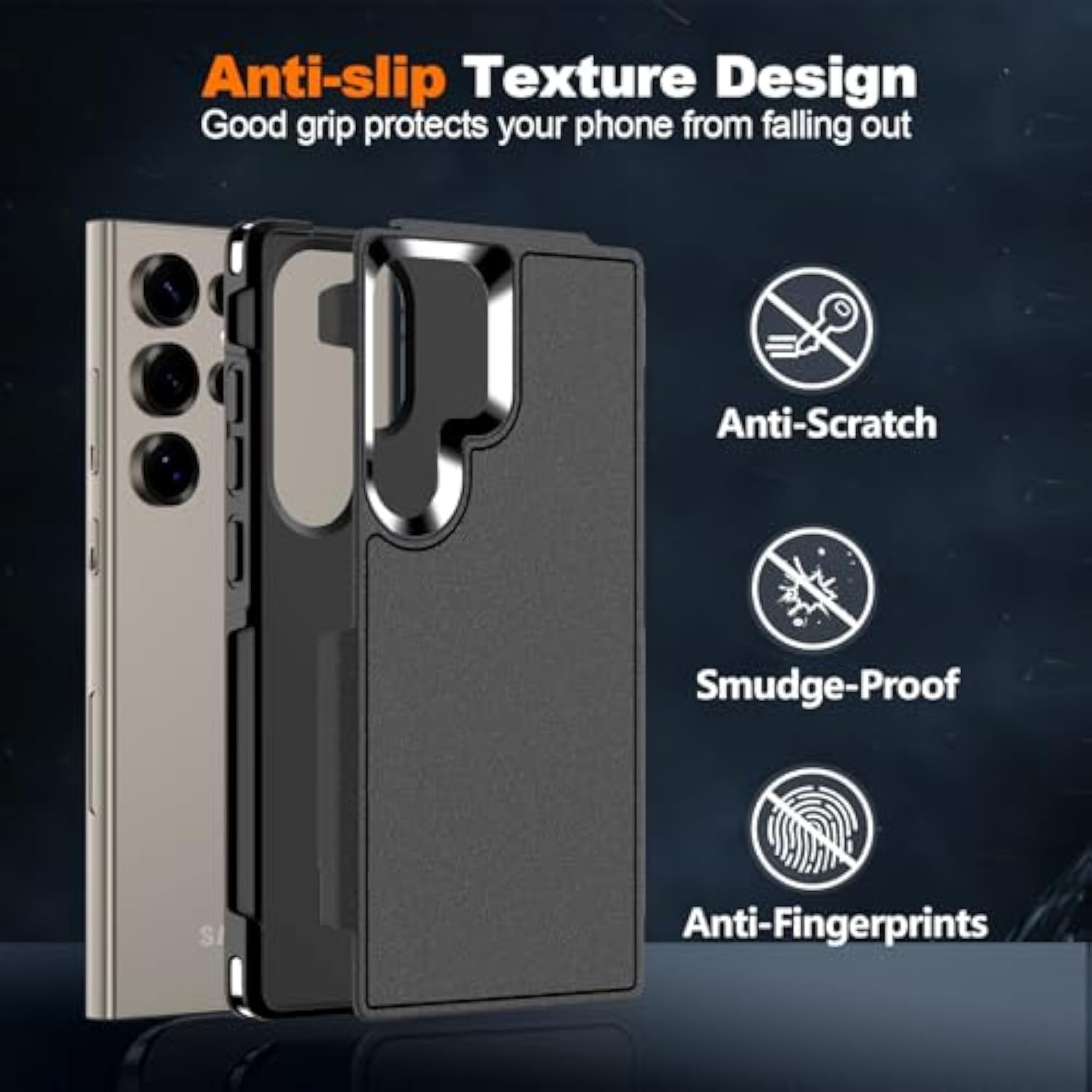 Hualele For Samsung Galaxy S24 Ultra Case,[Military Grade Protection] [Dropproof Shcokproof] Anti-Slip Grip Slim Dual Layer Rugged Heavy Duty Galaxy S24 Ultra Phone Case,Black