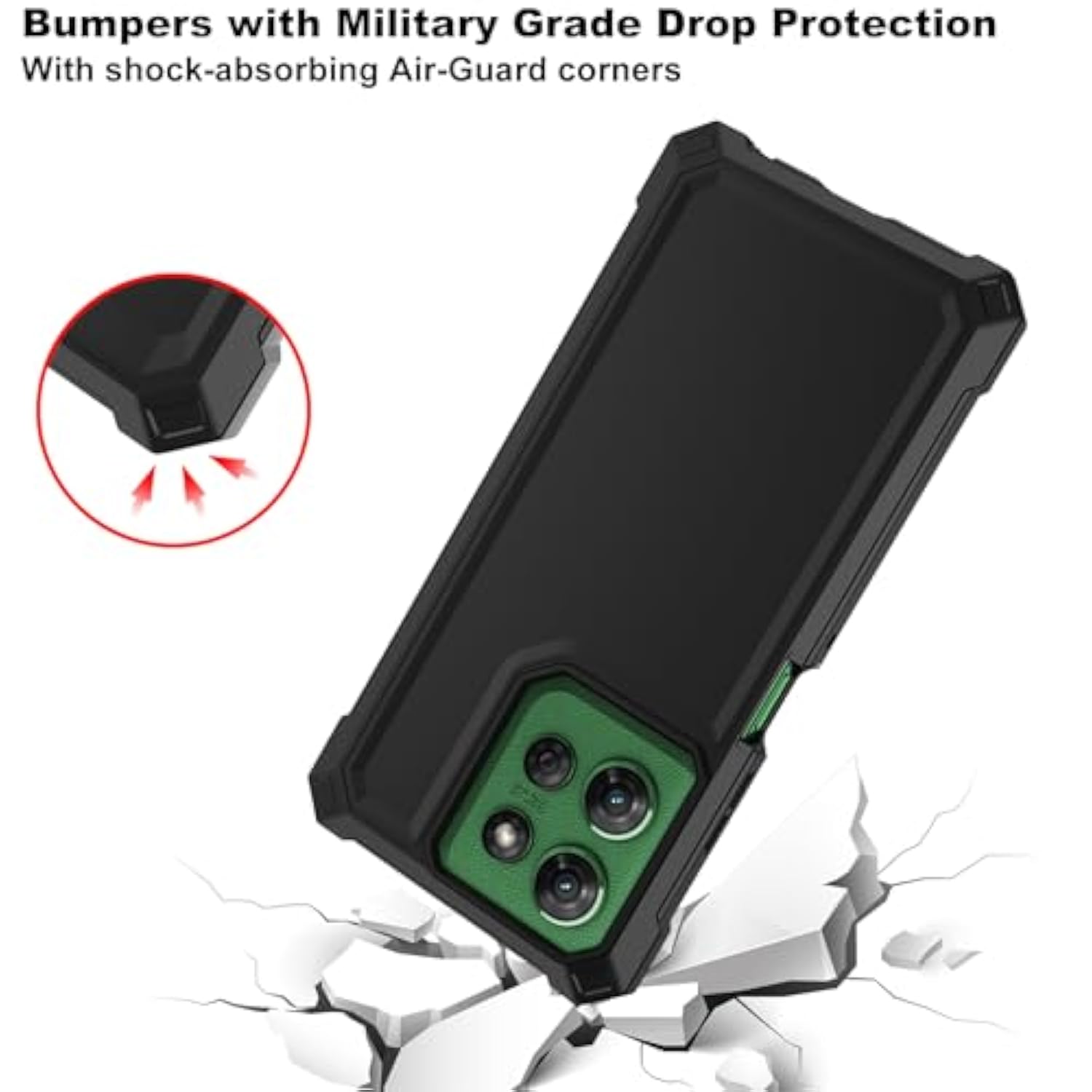 For Moto G 2025 Phone Case, Motorola G 5G 2025 Case With Screen Protector, Dual Layer Protection, Shockproof Corner Tpu Bumper, Heavy Duty Protective Phone Cover-Black