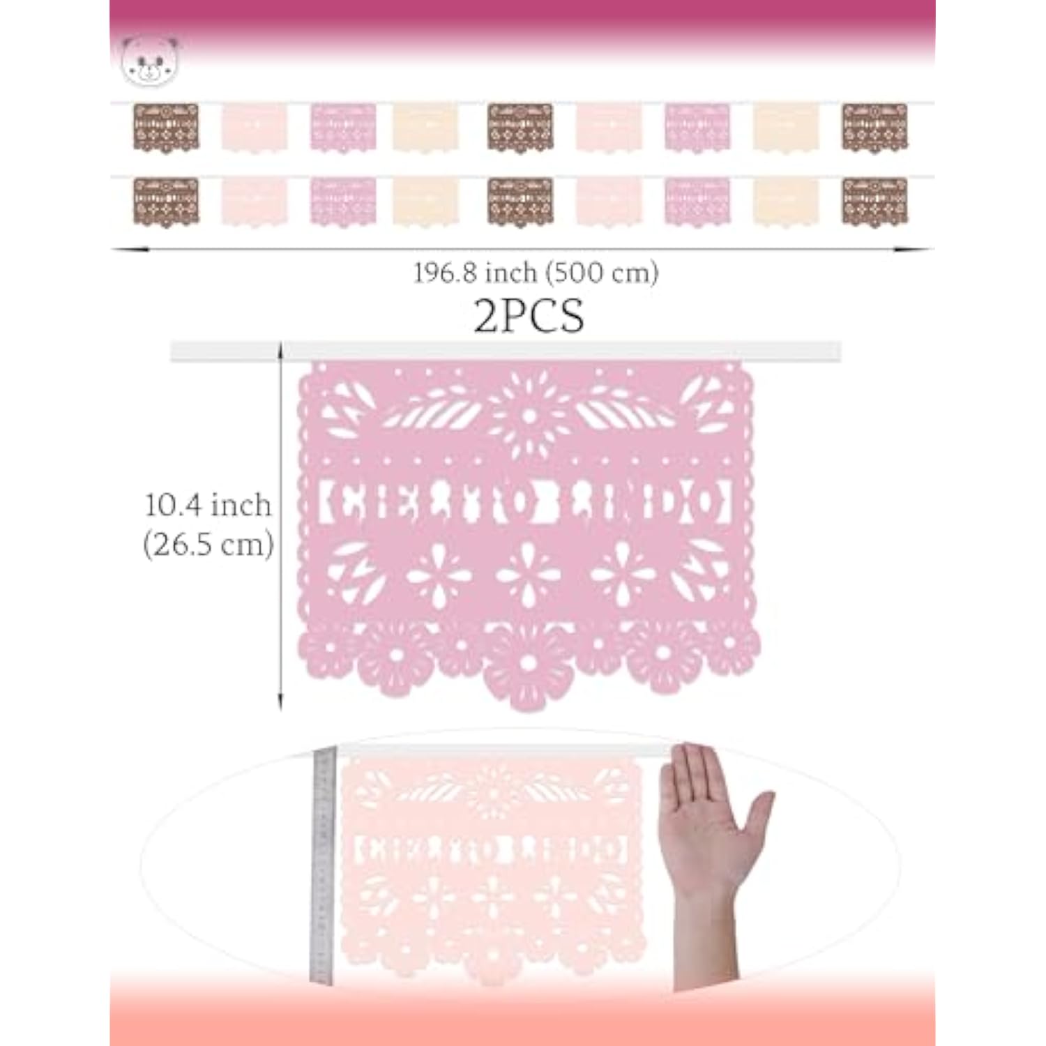 Mexican Cielito Lindo Party Decorations - 2 Pcs Cielito Lindo Papel Picado Banners 196.8 In (16 Ft 5 In) Cinco De Mayo Fiesta Garland For Birthday And Baby Shower
