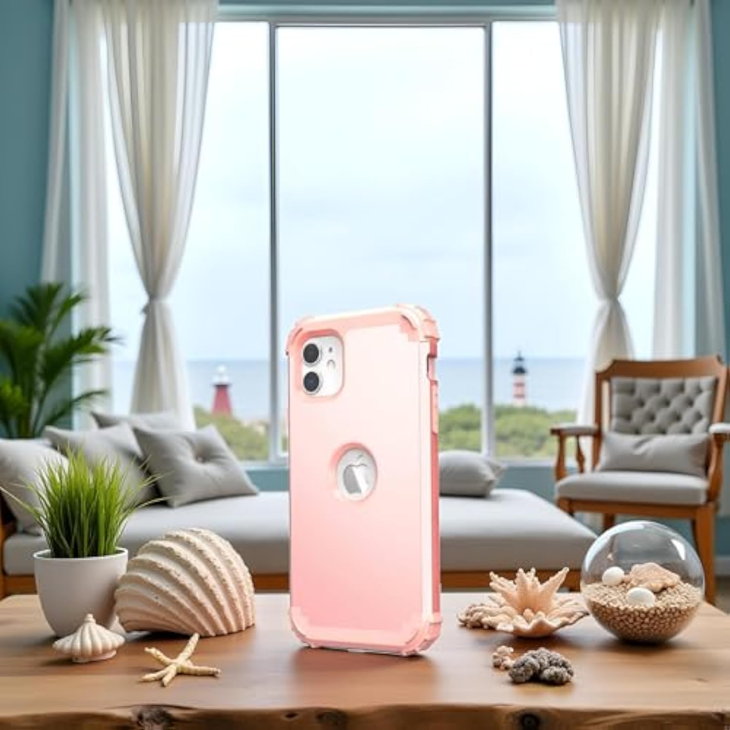 For Iphone 11 Case With Screen Protector(Tempered Glass), Hybrid 3 In 1 Shockproof Slim Fit Heavy Duty Protection Hard Pc Cover Soft Silicone Bumper Full Body Case,Rose Gold