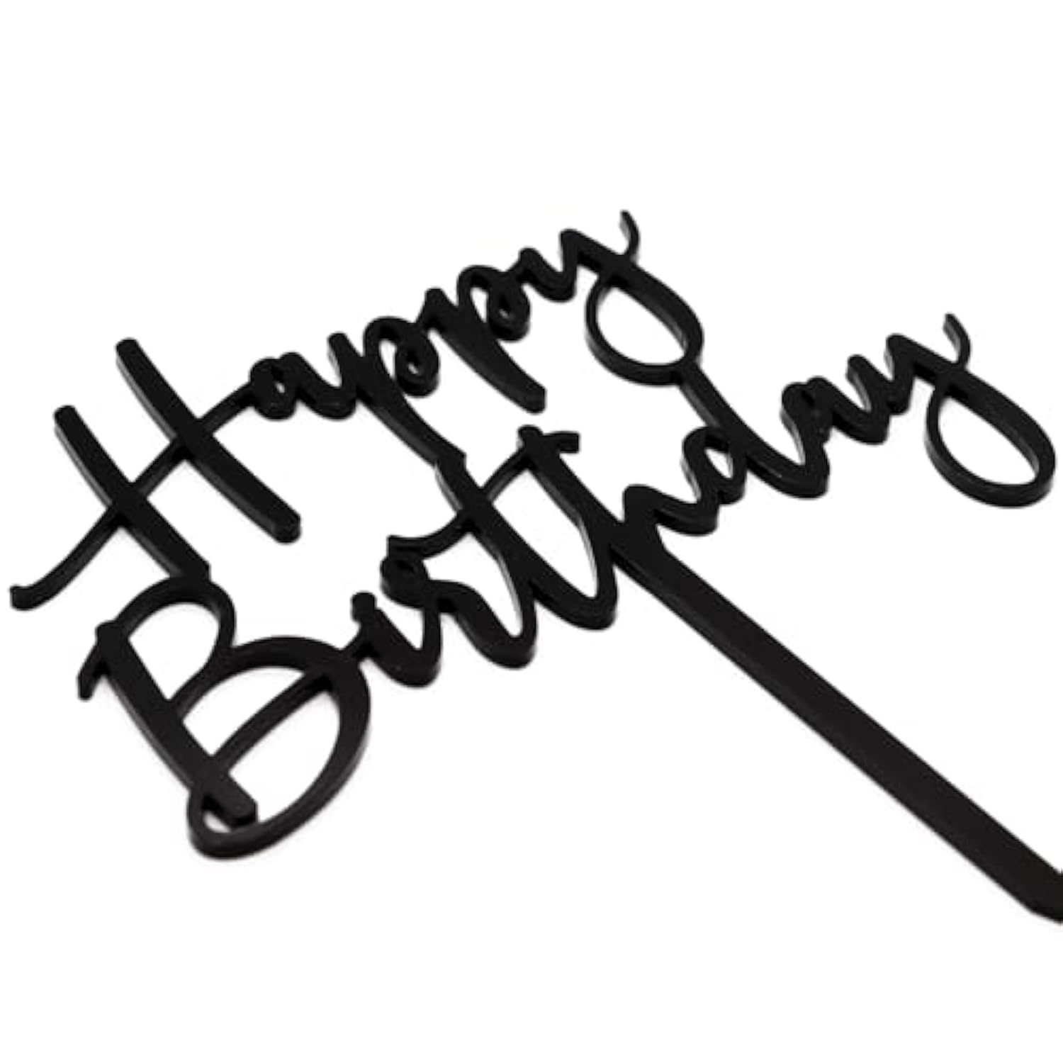 Happy Birthday Cake Topper, Black Acrylic Durable Versatile Cake Topper, Birthday Supplies Decorations (Black)