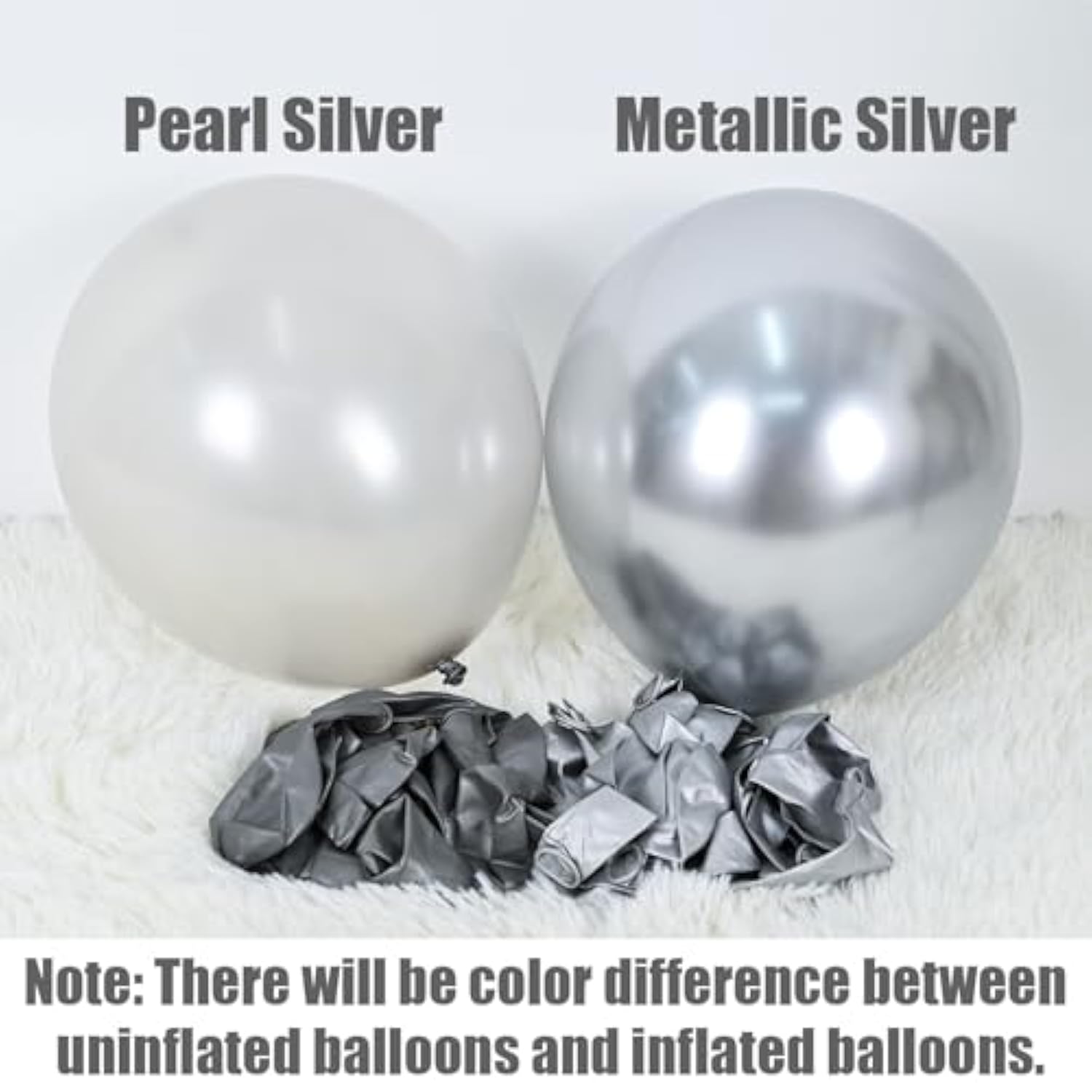 60Pcs Black and Silver Balloons - 12" Chrome Metallic & Confetti Balloons for Party Décor