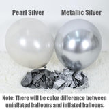 60Pcs Black and Silver Balloons - 12" Chrome Metallic & Confetti Balloons for Party Décor